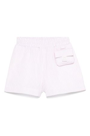 Shorts junior in popeline di cotone bianco e rosa FENDI KIDS | JFF358ATRDF1QYC